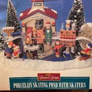 Porcelain Skating Pond with Skaters